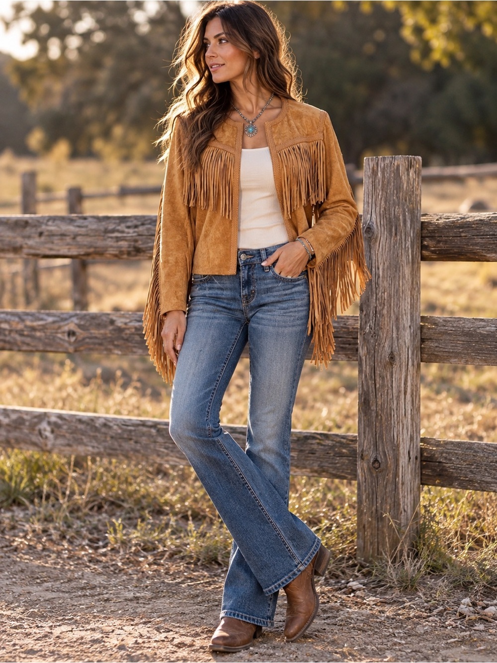 Miss Me Western Fringe Faux Suede Jacket Brown Large NWT - Picture 1 of 11